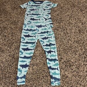 Kickee Pants Blue Shark Print Kids Pajama Set